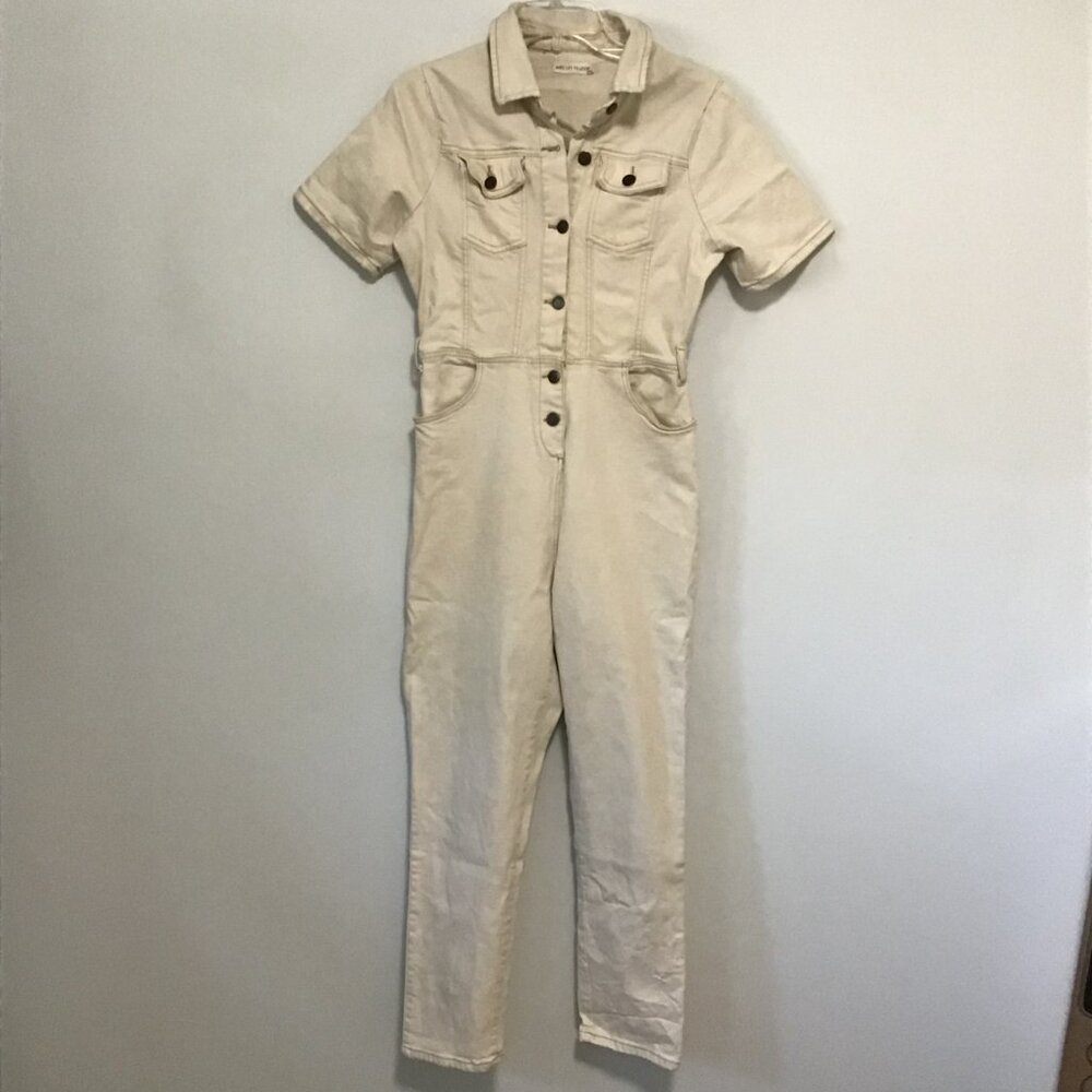 Avec Les Filles Cream Denim Coveralls Size 29